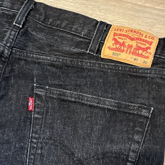 Mens Levis 501 Original Fit Denim Jeans SZ 40x30 Black Button Fly Stretch Modern - Picture 10 of 13